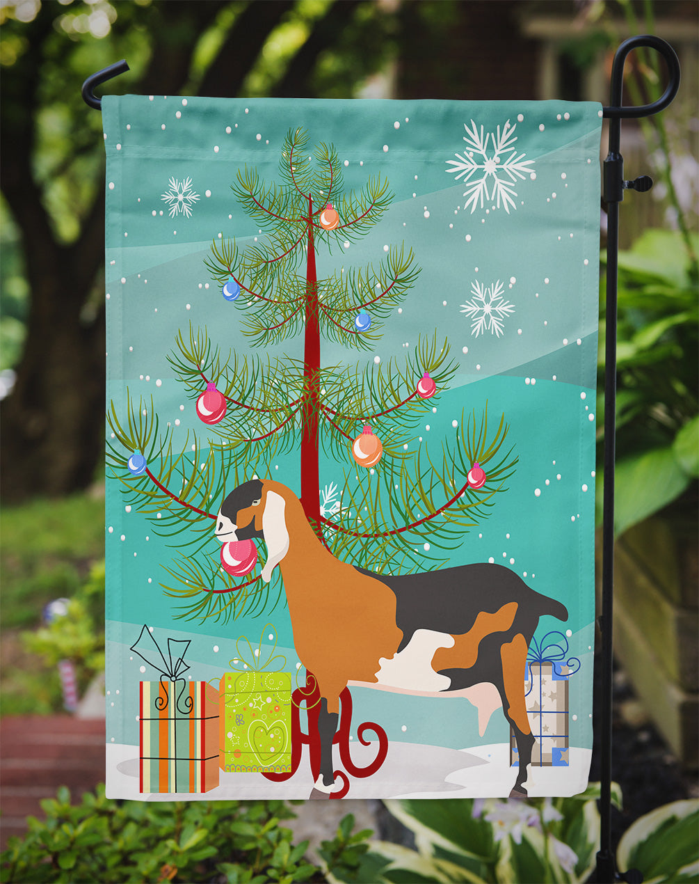 Anglo-nubian Nubian Goat Christmas Garden Flag Mailbox Decorative Yard Banner Outside Patio Artwork for Flower Beds, Garden Size, Multicolor
