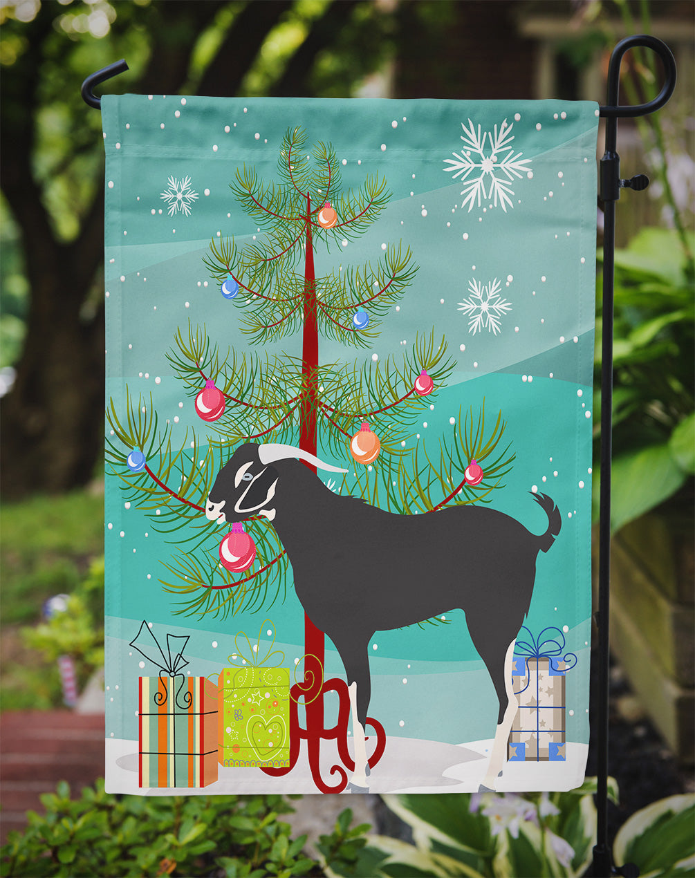 Black Bengal Goat Christmas Garden Flag Mailbox Decorative Yard Banner Outside Patio Artwork for Flower Beds, Garden Size, Multicolor