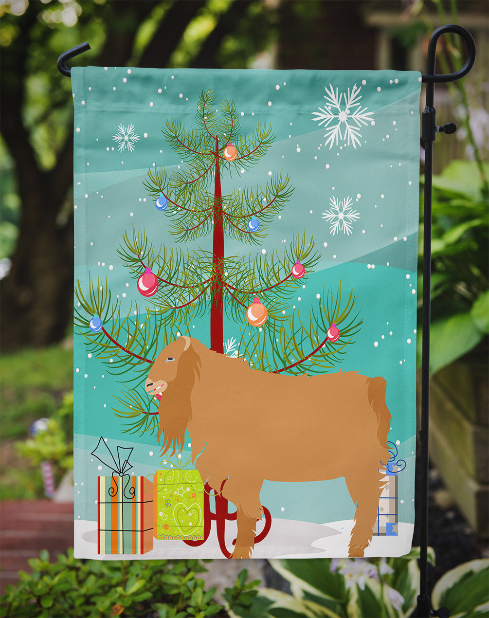 American Lamancha Goat Christmas Garden Flag Mailbox Decorative Yard Banner Outside Patio Artwork for Flower Beds, Garden Size, Multicolor