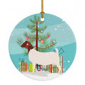 Boer Goat Christmas Ceramic Ornament Christmas Tree Hanging Decorations for Home Christmas Holiday, Party, Gift, 3 in, Multicolor