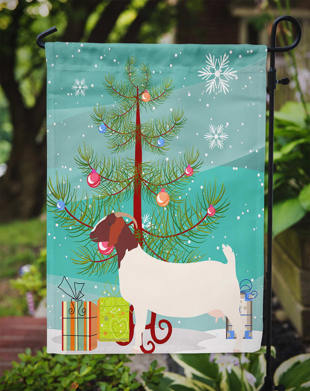 Boer Goat Christmas Garden Flag Mailbox Decorative Yard Banner Outside Patio Artwork for Flower Beds, Garden Size, Multicolor