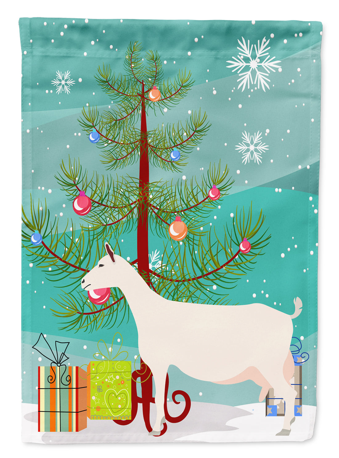 Saanen Goat Christmas Garden Flag Mailbox Decorative Yard Banner Outside Patio Artwork for Flower Beds, Garden Size, Multicolor