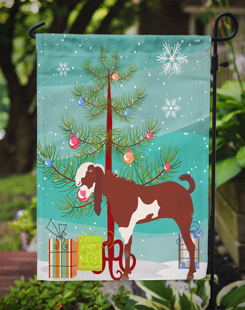Jamnapari Goat Christmas Garden Flag Mailbox Decorative Yard Banner Outside Patio Artwork for Flower Beds, Garden Size, Multicolor