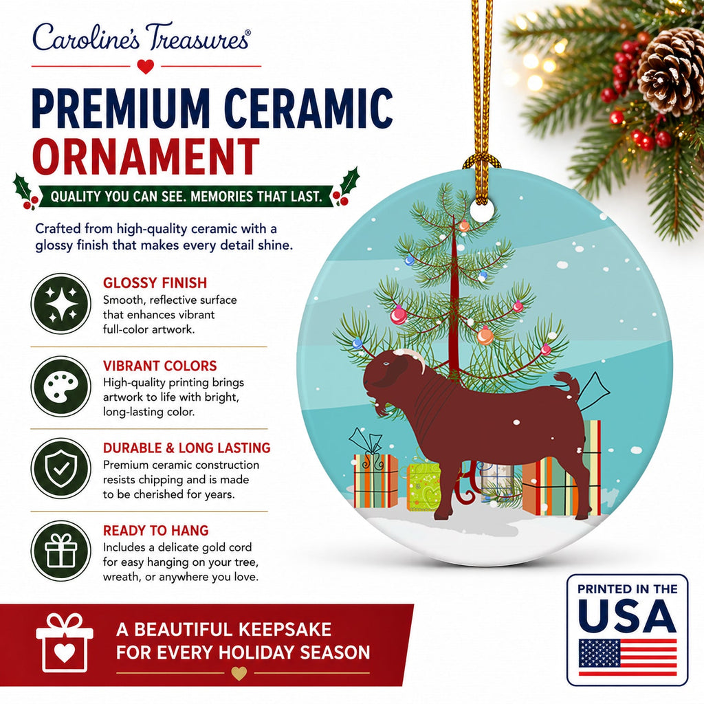 Kalahari Red Goat Christmas Ceramic Ornament Christmas Tree Hanging Decorations for Home Christmas Holiday, Party, Gift, 3 in, Multicolor