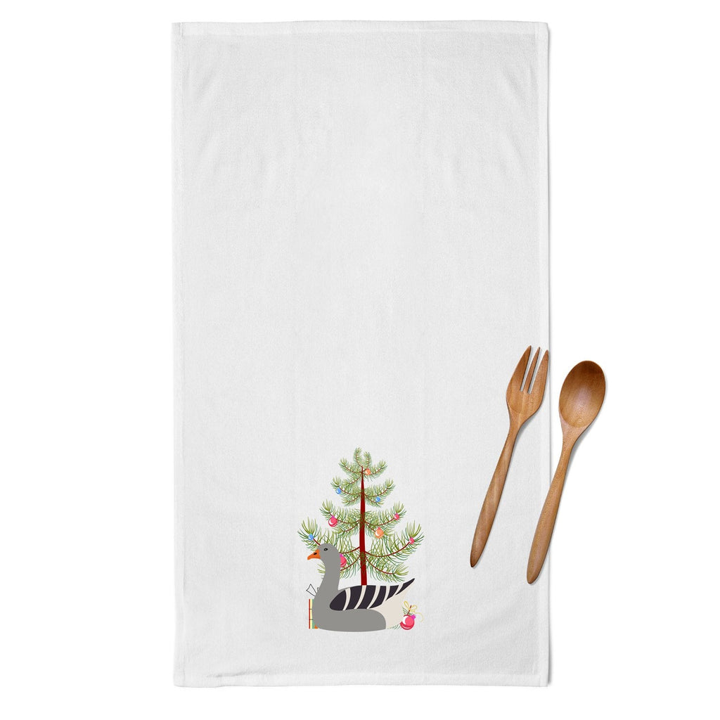 Pilgrim Goose Christmas Kitchen Towel Set of 2 White Dish Towels Decorative Bathroom Hand towel for Hand, Face, Hair, Yoga, Tea, Dishcloth, 19 X 28", White