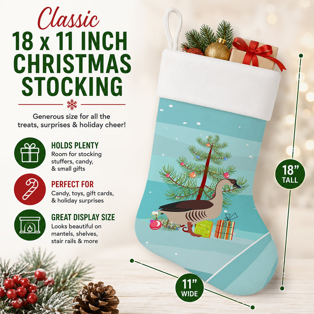 Chinese Goose Christmas Holiday Stocking Double-Sided Print, Polyester Suede,11x18, Made in USA