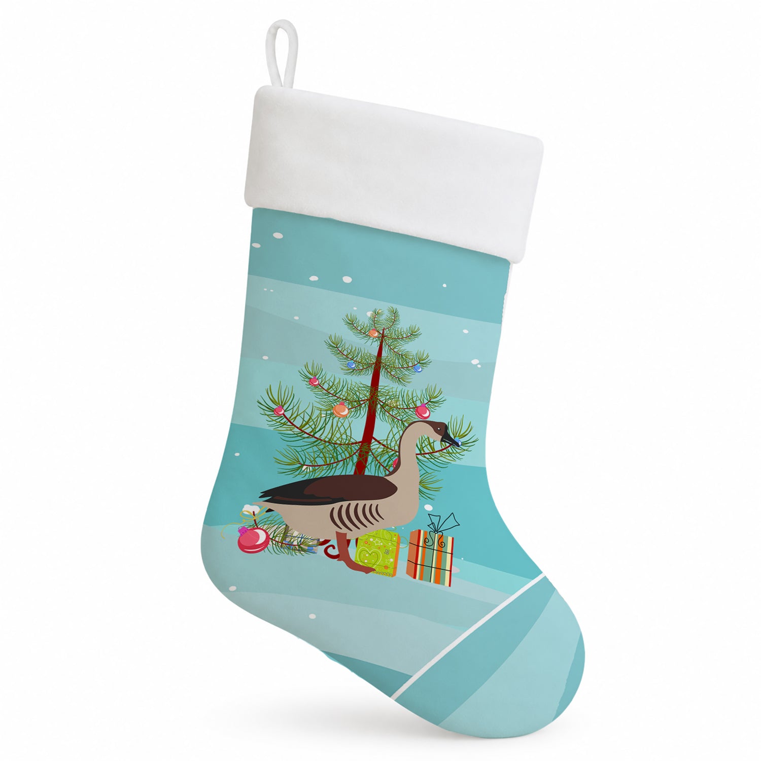 Chinese Goose Christmas Holiday Stocking Double-Sided Print, Polyester Suede,11x18, Made in USA