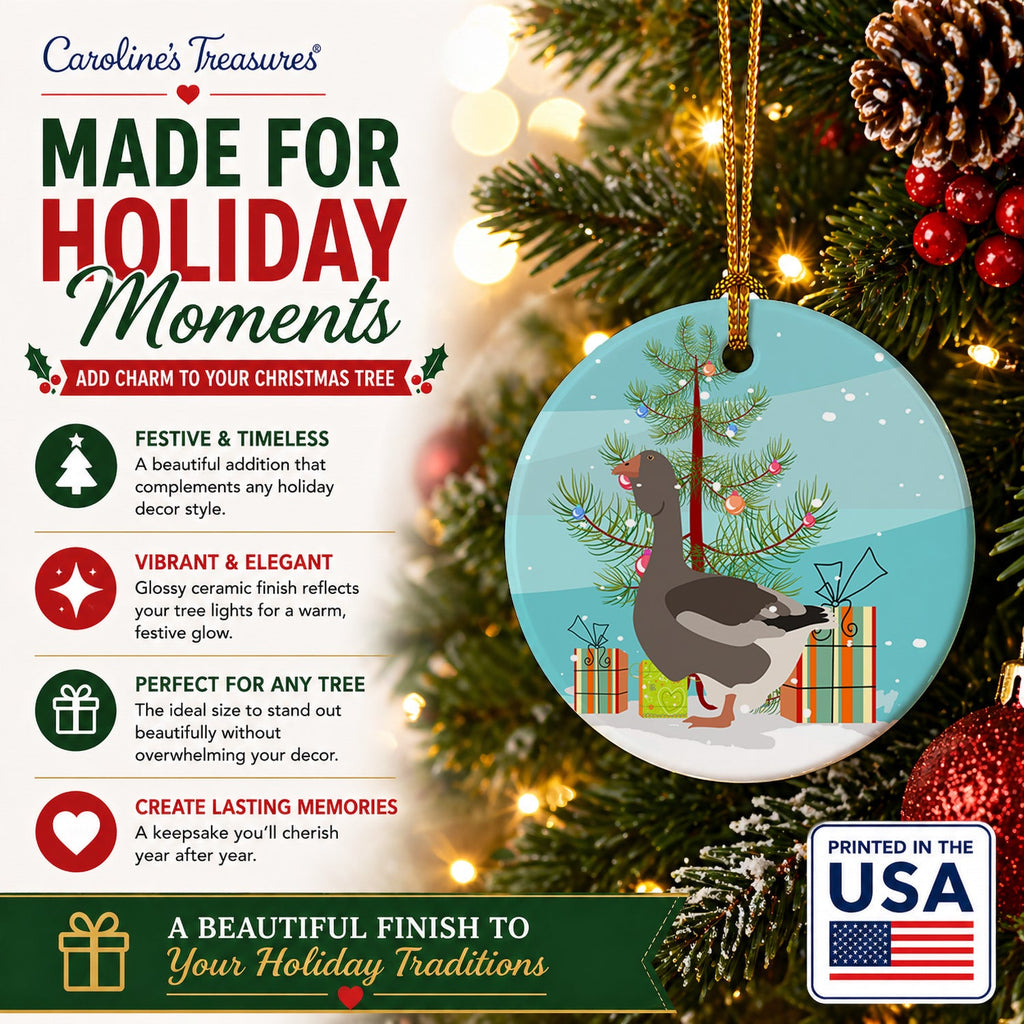 Toulouse Goose Christmas Ceramic Ornament Christmas Tree Hanging Decorations for Home Christmas Holiday, Party, Gift, 3 in, Multicolor