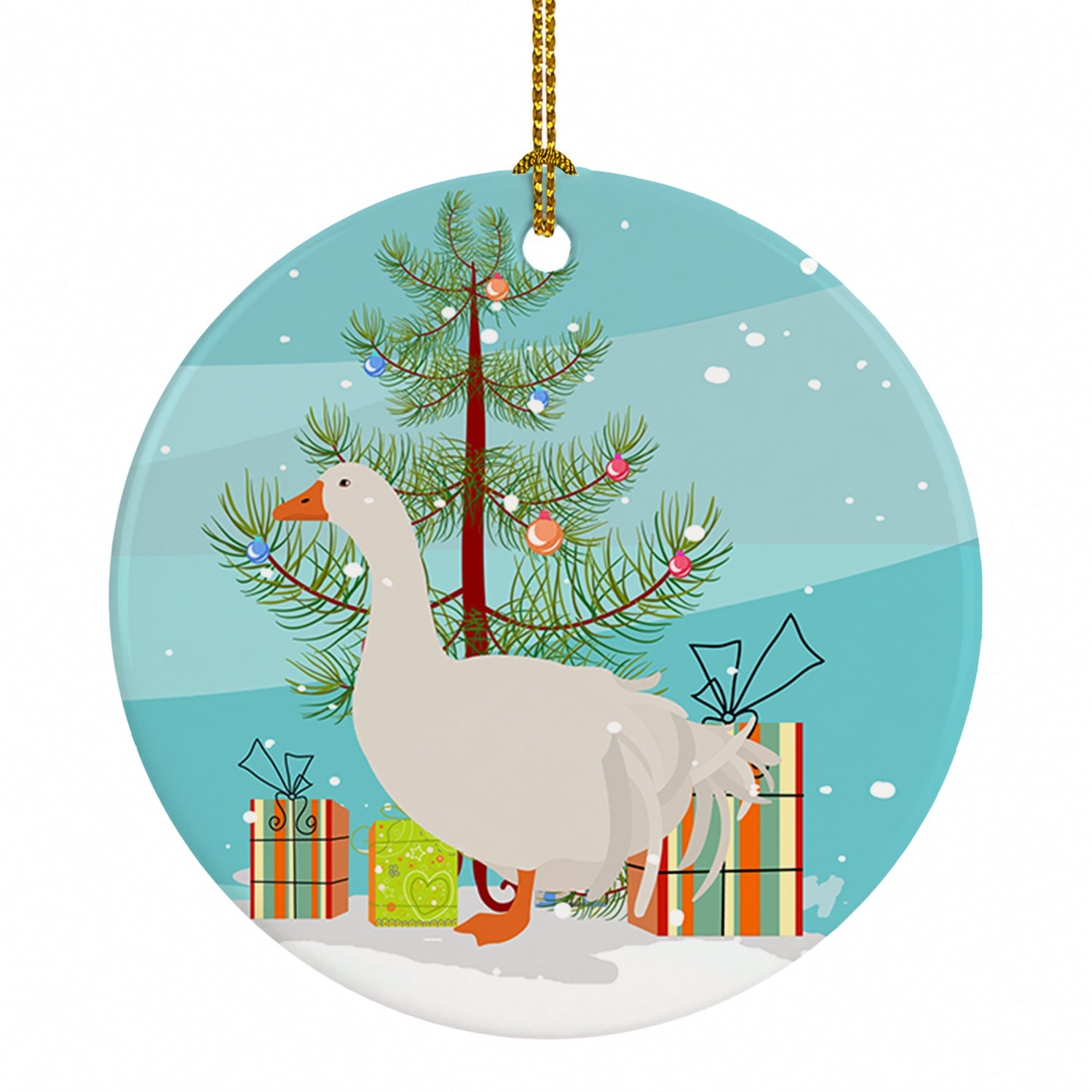 Sebastopol Goose Christmas Ceramic Ornament Christmas Tree Hanging Decorations for Home Christmas Holiday, Party, Gift, 3 in, Multicolor