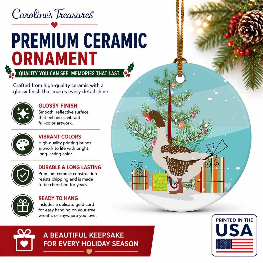 Pomeranian Rogener Goose Christmas Ceramic Ornament Christmas Tree Hanging Decorations for Home Christmas Holiday, Party, Gift, 3 in, Multicolor