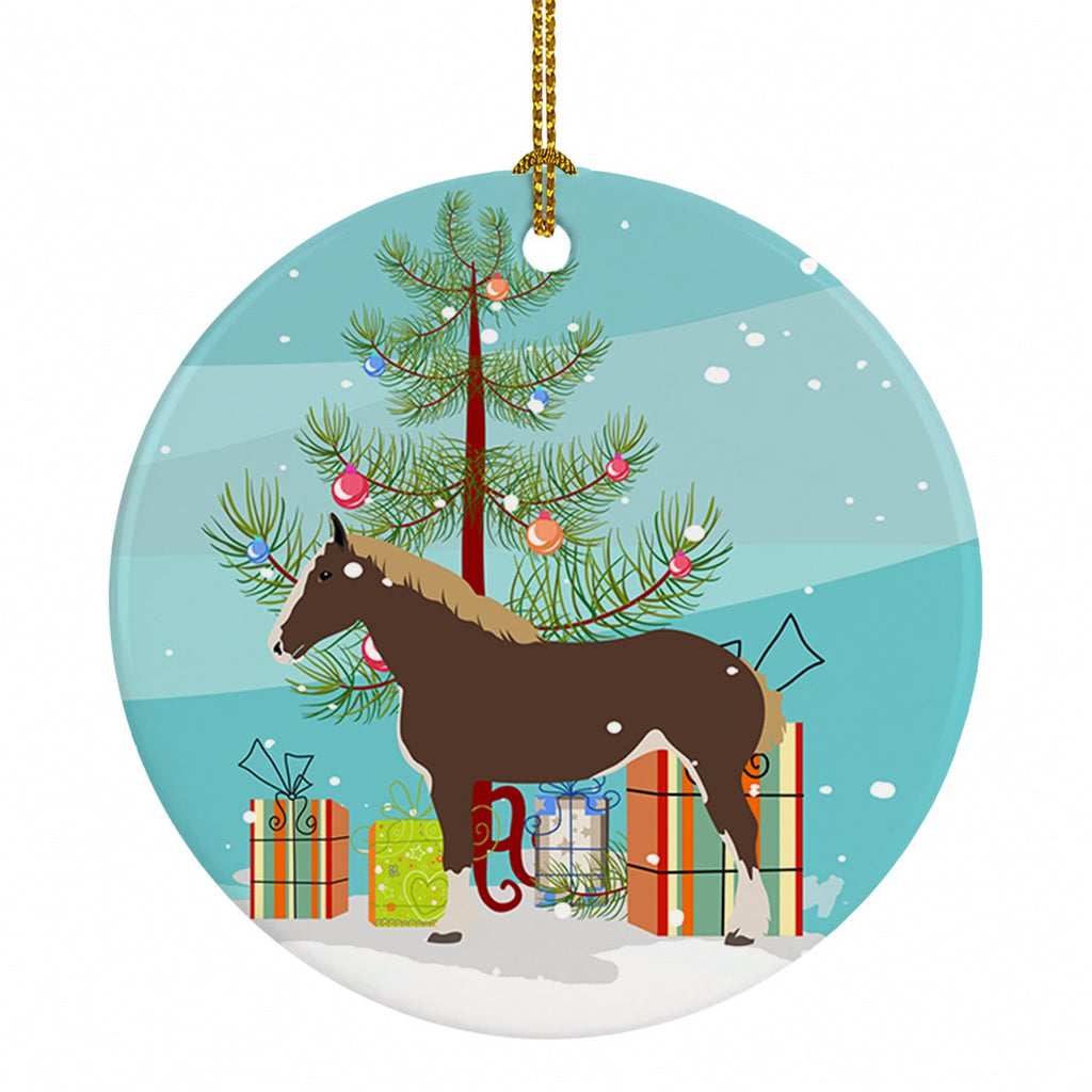 Percheron Horse Christmas Ceramic Ornament Christmas Tree Hanging Decorations for Home Christmas Holiday, Party, Gift, 3 in, Multicolor