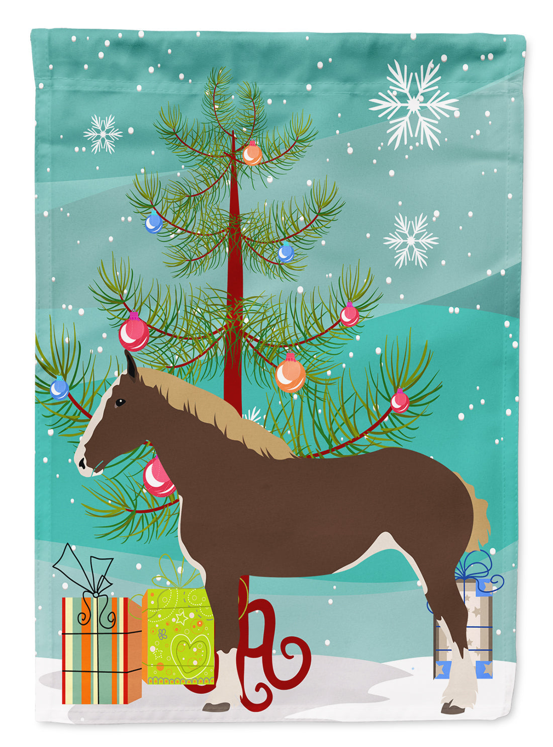 Percheron Horse Christmas Garden Flag Mailbox Decorative Yard Banner Outside Patio Artwork for Flower Beds, Garden Size, Multicolor