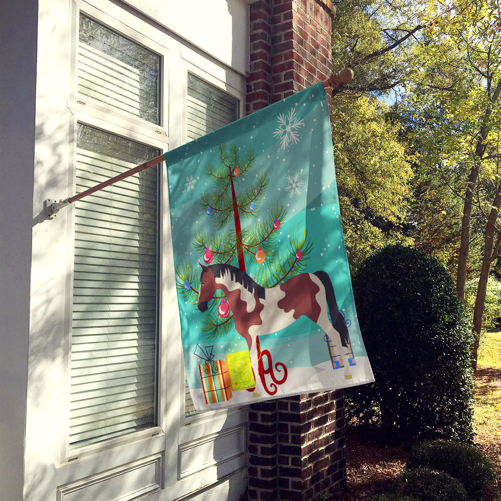 Pinto Horse Christmas House Flag 28x40 Porch Sleeve Pole Decorative Outside Yard Banner Artwork Wall Hanging, Polyester