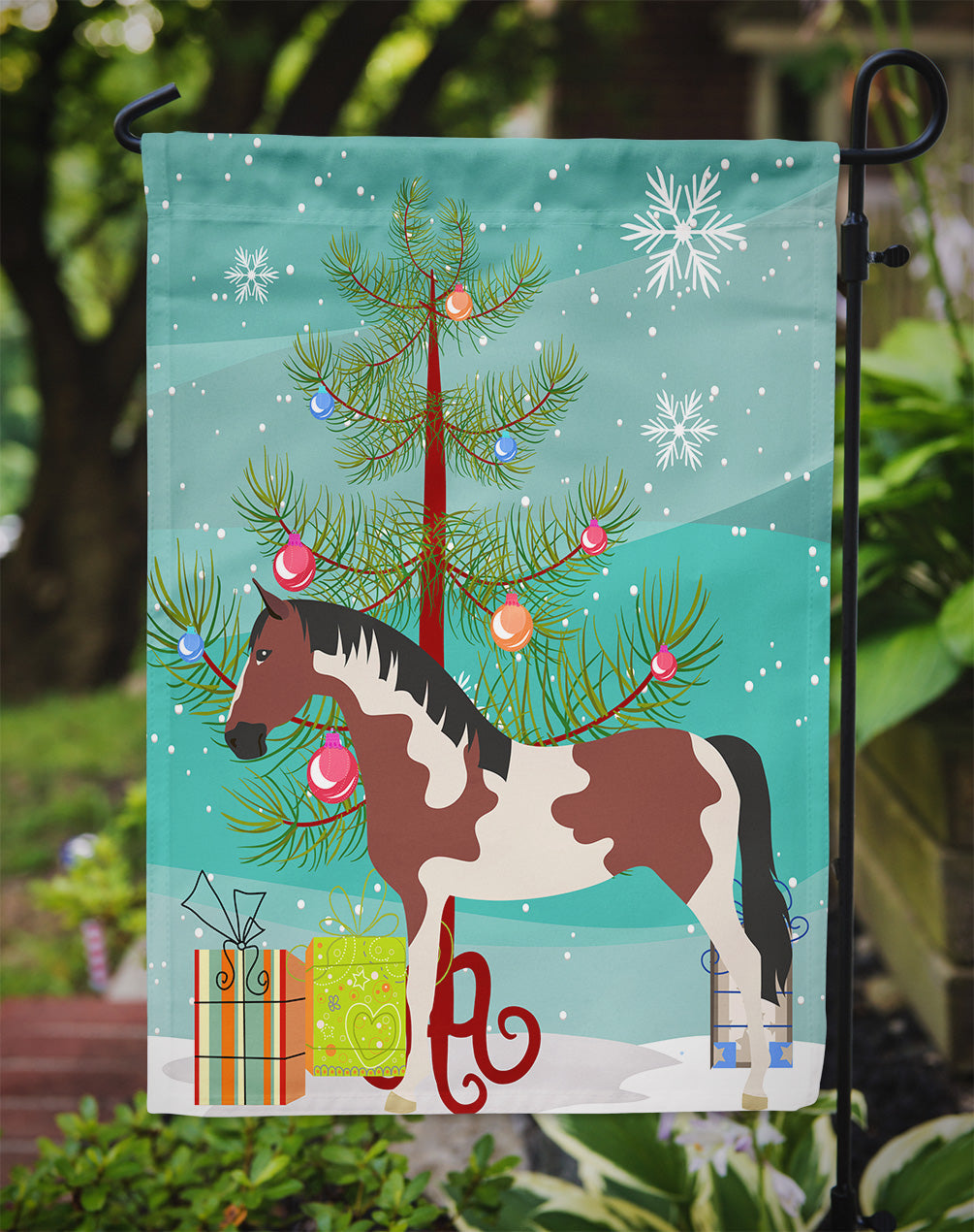Pinto Horse Christmas Garden Flag Mailbox Decorative Yard Banner Outside Patio Artwork for Flower Beds, Garden Size, Multicolor