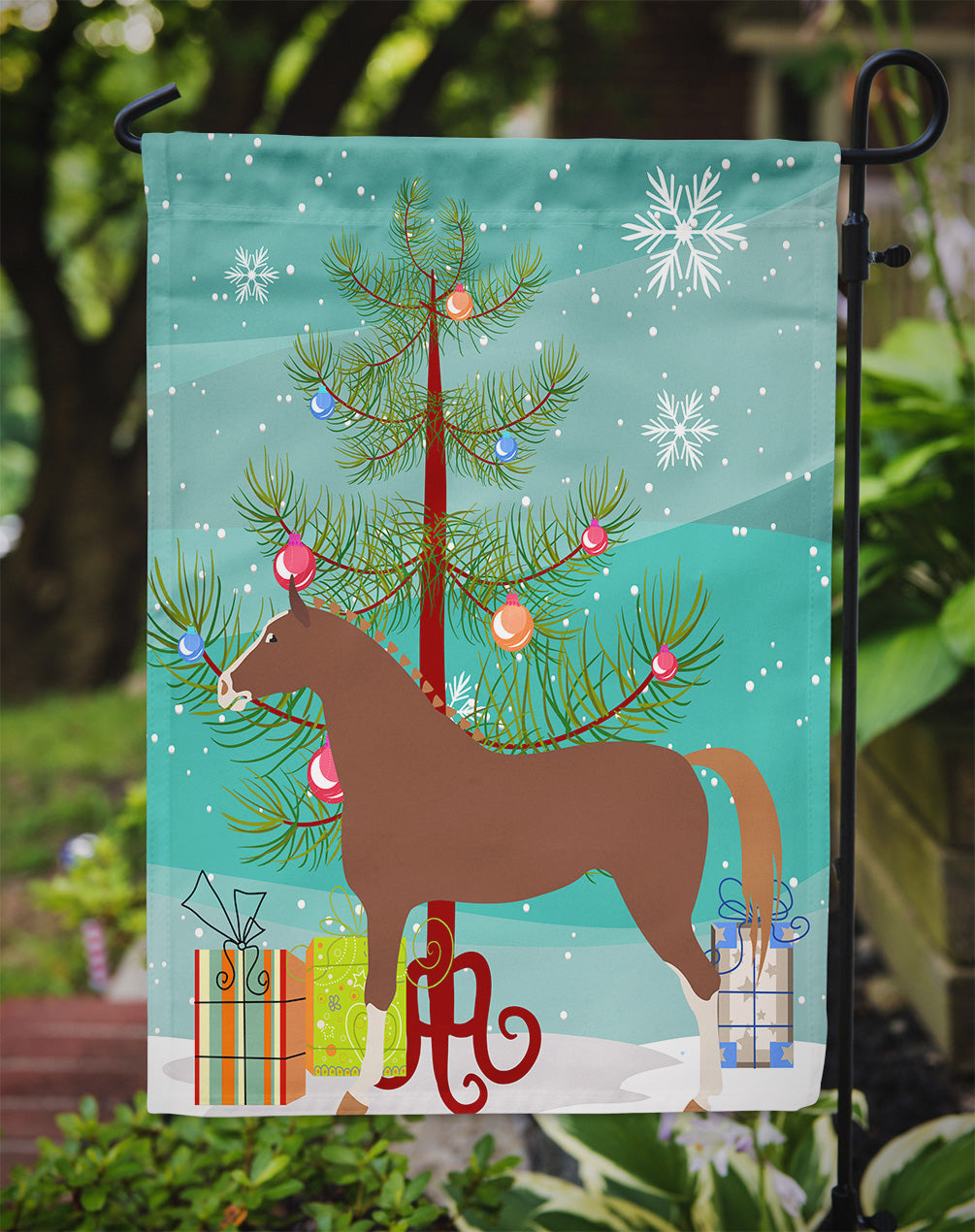 Hannoverian Horse Christmas Garden Flag Mailbox Decorative Yard Banner Outside Patio Artwork for Flower Beds, Garden Size, Multicolor