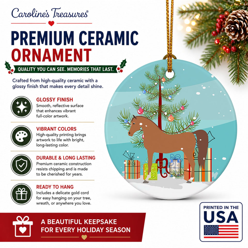Arabian Horse Christmas Ceramic Ornament Christmas Tree Hanging Decorations for Home Christmas Holiday, Party, Gift, 3 in, Multicolor