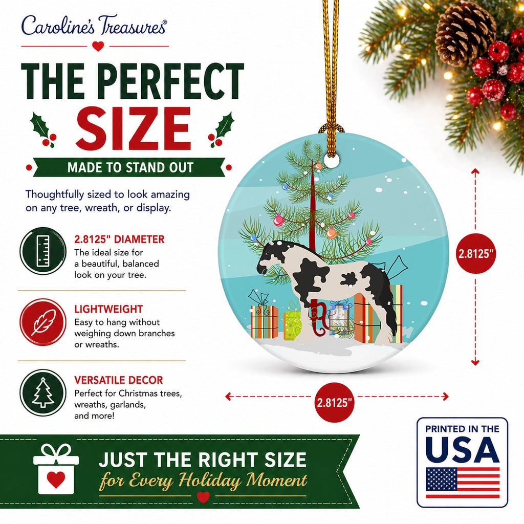 Cyldesdale Horse Christmas Ceramic Ornament Christmas Tree Hanging Decorations for Home Christmas Holiday, Party, Gift, 3 in, Multicolor