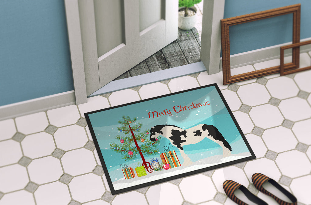 Cyldesdale Horse Christmas Doormat Indoor Outdoor 24H X 36W Front Door Mat Rugs for Entryway, Non Slip Washable Low Pile,