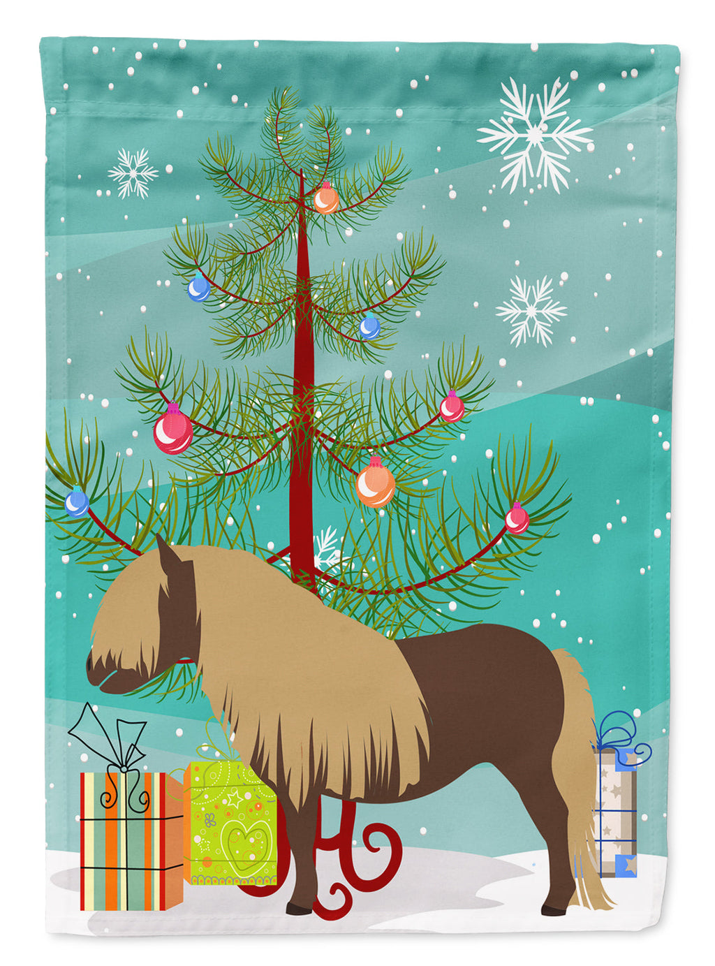 Shetland Pony Horse Christmas Garden Flag Mailbox Decorative Yard Banner Outside Patio Artwork for Flower Beds, Garden Size, Multicolor