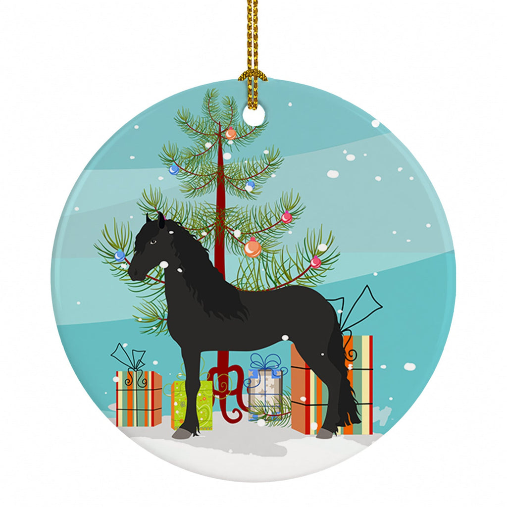 Friesian Horse Christmas Ceramic Ornament Christmas Tree Hanging Decorations for Home Christmas Holiday, Party, Gift, 3 in, Multicolor