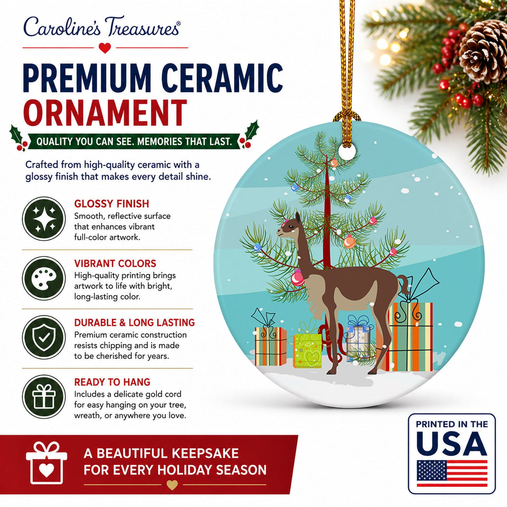 Vicugna or Vicuna Christmas Ceramic Ornament Christmas Tree Hanging Decorations for Home Christmas Holiday, Party, Gift, 3 in, Multicolor