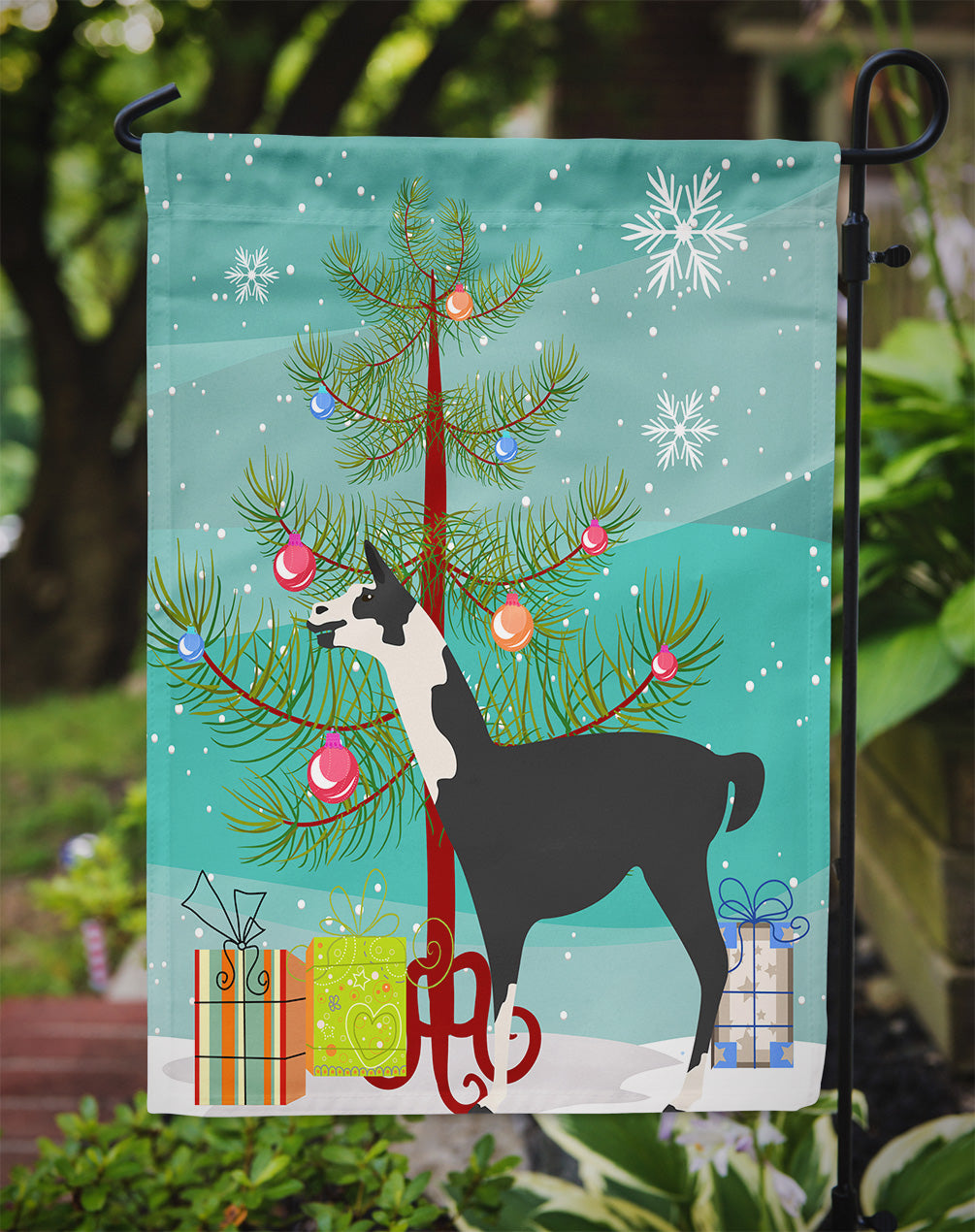 Llama Q' Ara Christmas Garden Flag Mailbox Decorative Yard Banner Outside Patio Artwork for Flower Beds, Garden Size, Multicolor