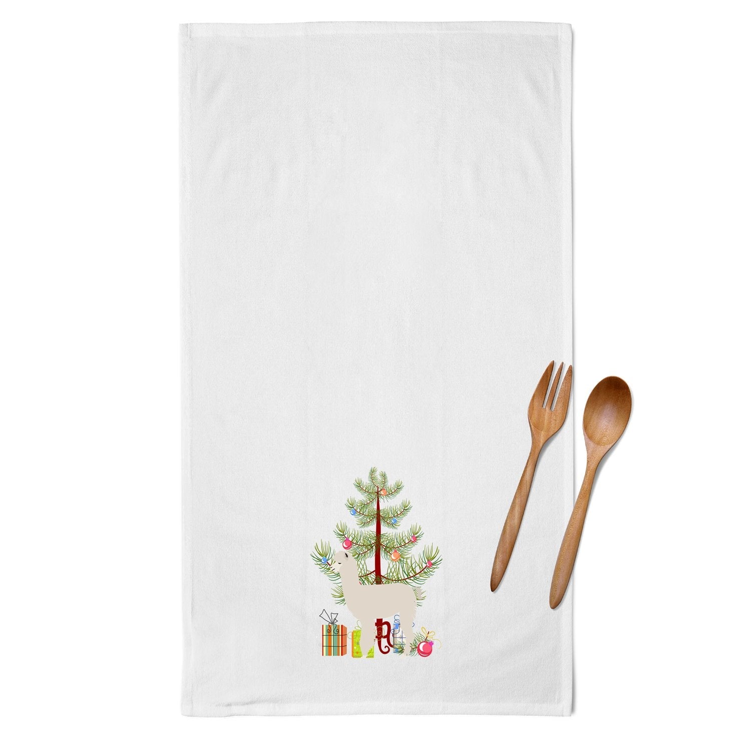 Alpaca Christmas Kitchen Towel Set of 2 White Dish Towels Decorative Bathroom Hand towel for Hand, Face, Hair, Yoga, Tea, Dishcloth, 19 X 28", White