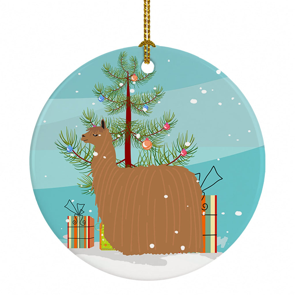 Alpaca Suri Christmas Ceramic Ornament Christmas Tree Hanging Decorations for Home Christmas Holiday, Party, Gift, 3 in, Multicolor