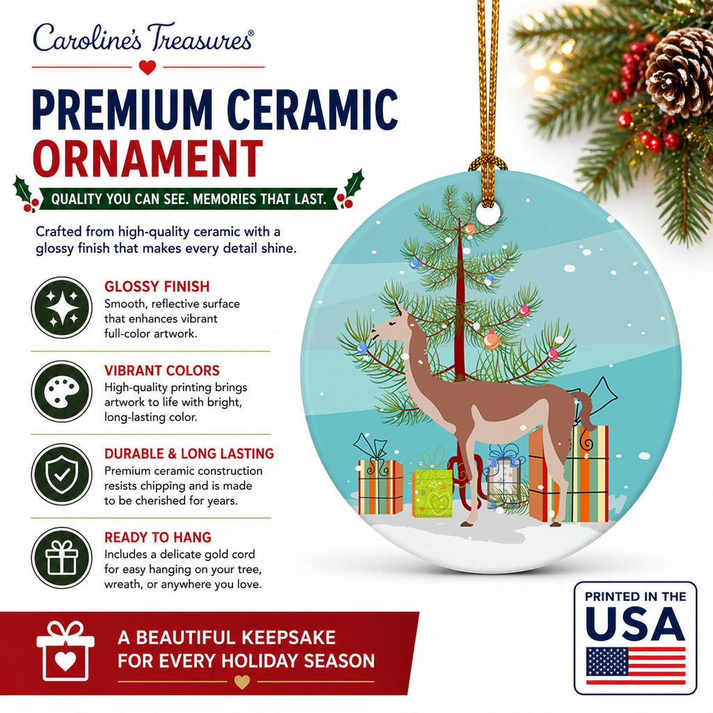 Guanaco Christmas Ceramic Ornament Christmas Tree Hanging Decorations for Home Christmas Holiday, Party, Gift, 3 in, Multicolor