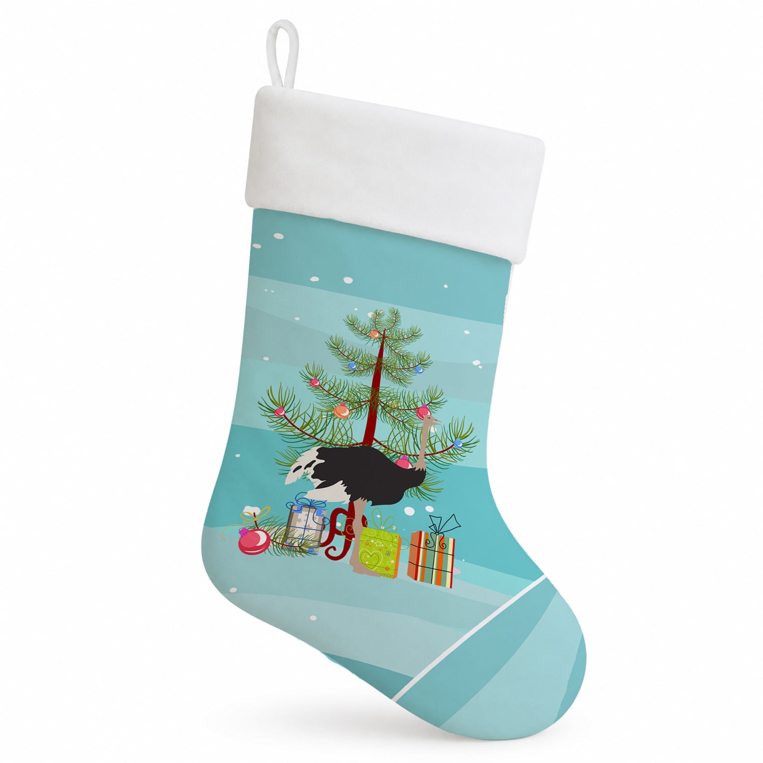 Common Ostrich Christmas Holiday Stocking Double-Sided Print, Polyester Suede,11x18, Made in USA