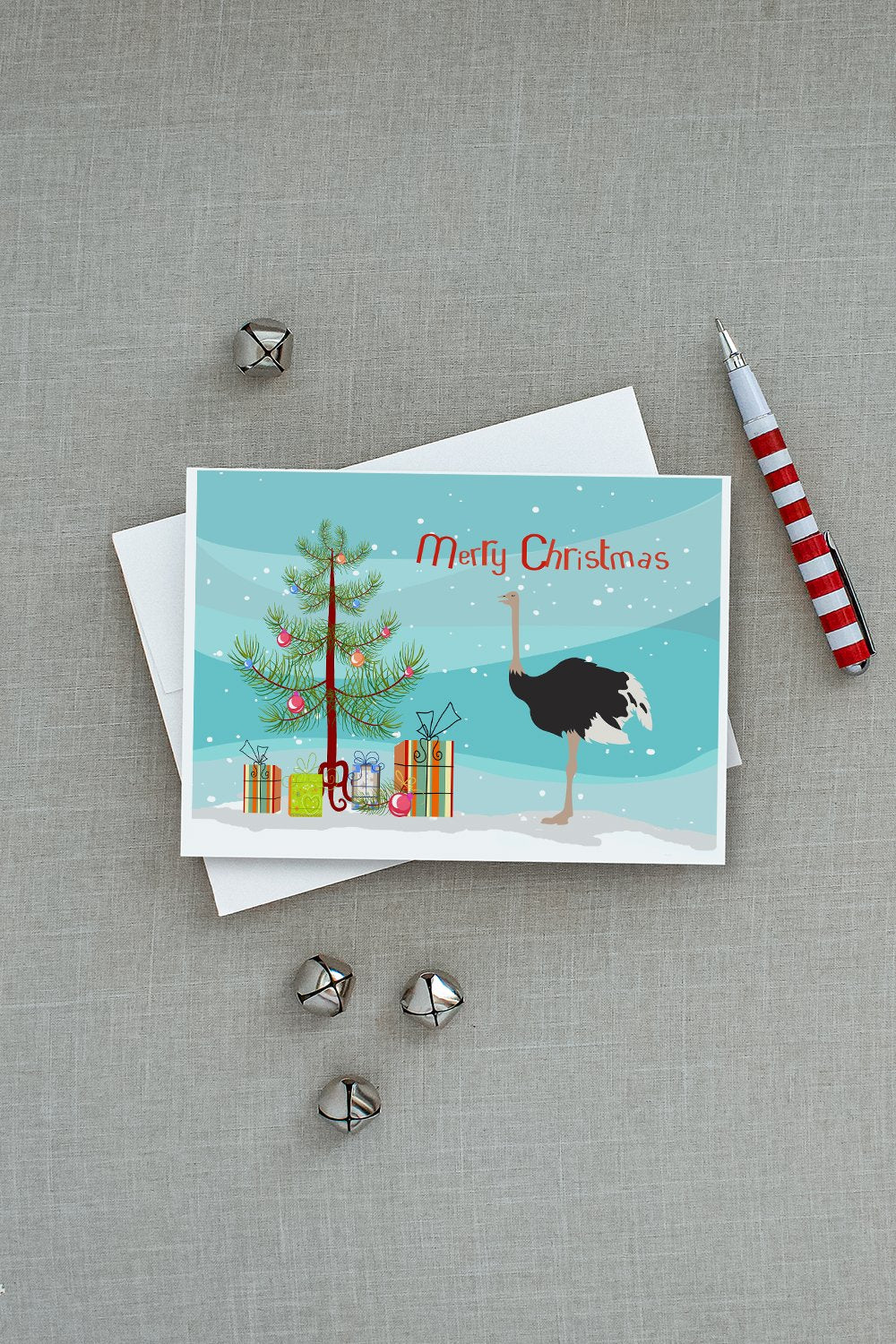 Common Ostrich Christmas Greeting Cards Pack of 8 Blank Cards with Envelopes Whimsical A7 Size 5x7