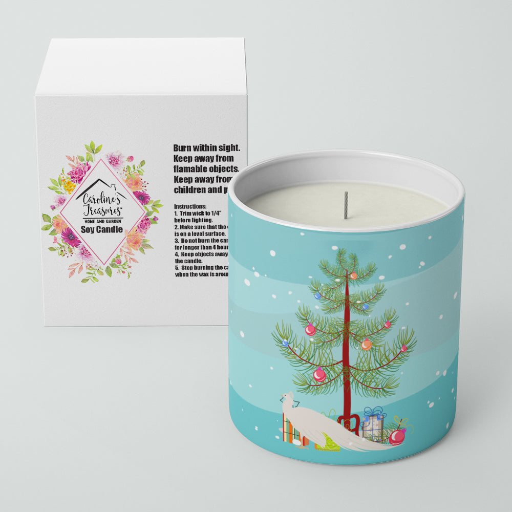 White Peacock Peafowl Christmas Decorative Soy Candle Nature Soy Wax Essential Oil Home Decor Ideal for Bedroom Kitchen Bath Office Gift, 10 oz