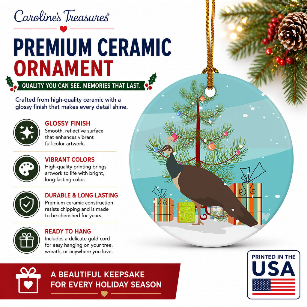 Indian Peahen Peafowl Christmas Ceramic Ornament Christmas Tree Hanging Decorations for Home Christmas Holiday, Party, Gift, 3 in, Multicolor