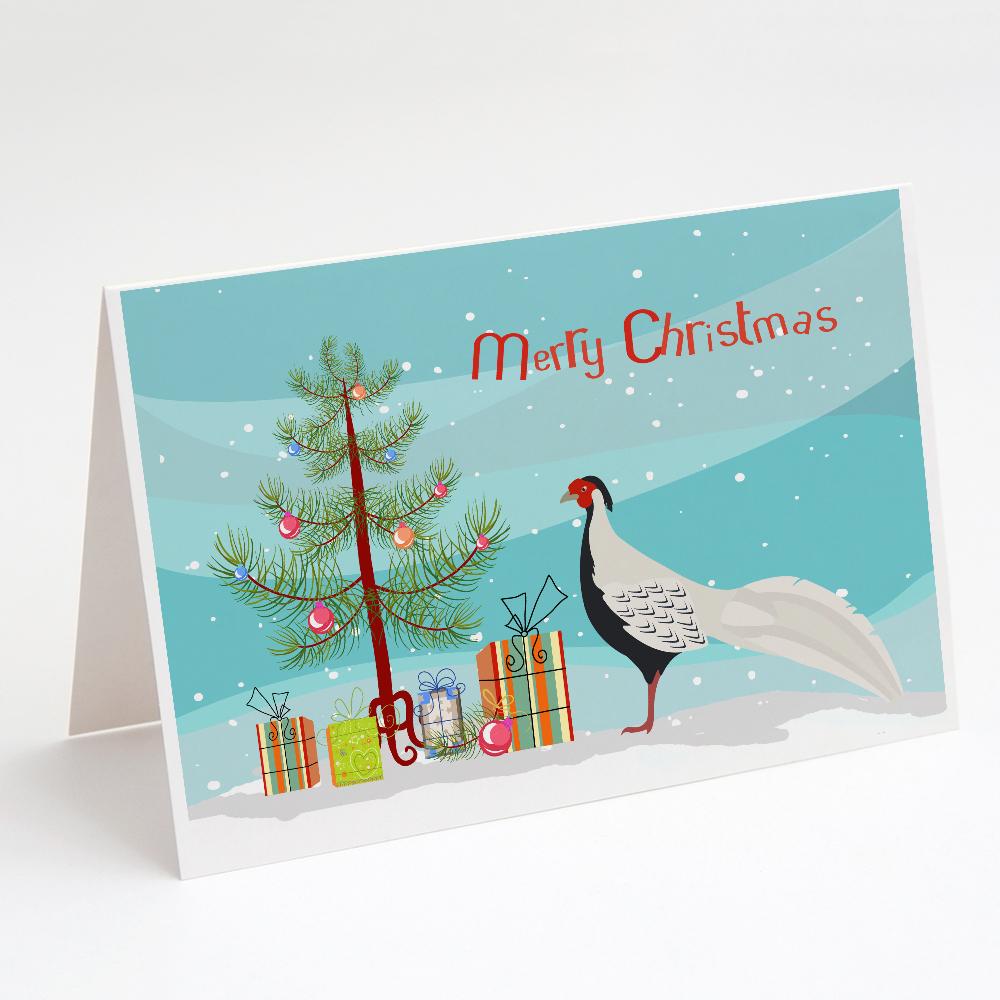 Silver Pheasant Christmas Greeting Cards Pack of 8 Blank Cards with Envelopes Whimsical A7 Size 5x7
