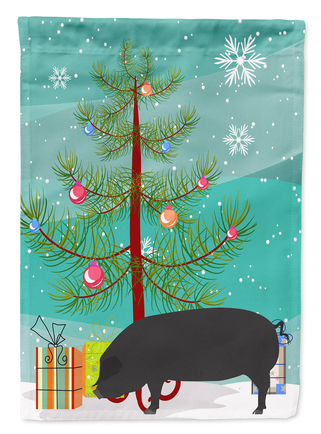 Devon Large Black Pig Christmas Garden Flag Mailbox Decorative Yard Banner Outside Patio Artwork for Flower Beds, Garden Size, Multicolor