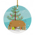Hungarian Mangalica Pig Christmas Ceramic Ornament Christmas Tree Hanging Decorations for Home Christmas Holiday, Party, Gift, 3 in, Multicolor
