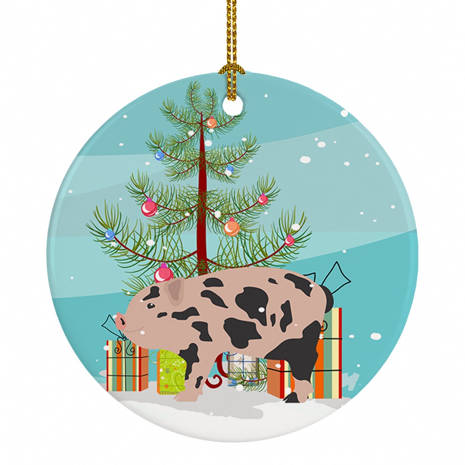 Mini Miniature Pig Christmas Ceramic Ornament Christmas Tree Hanging Decorations for Home Christmas Holiday, Party, Gift, 3 in, Multicolor