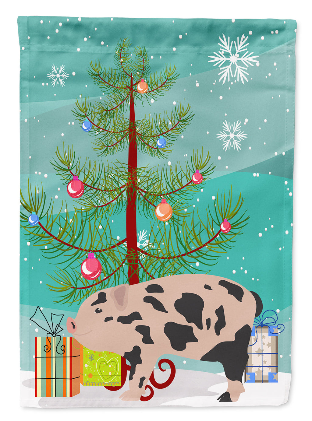 Mini Miniature Pig Christmas Garden Flag Mailbox Decorative Yard Banner Outside Patio Artwork for Flower Beds, Garden Size, Multicolor