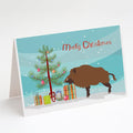 Wild Boar Pig Christmas Greeting Cards Pack of 8 Blank Cards with Envelopes Whimsical A7 Size 5x7