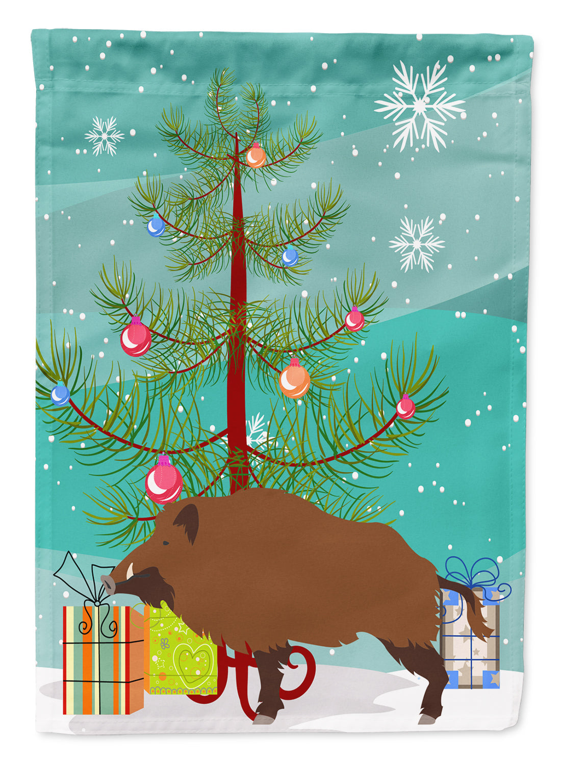 Wild Boar Pig Christmas Garden Flag Mailbox Decorative Yard Banner Outside Patio Artwork for Flower Beds, Garden Size, Multicolor