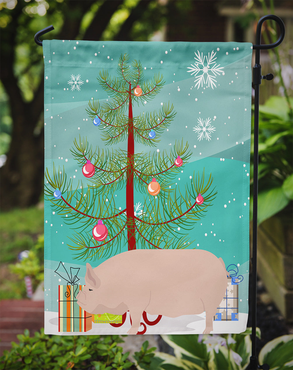 Welsh Pig Christmas Garden Flag Mailbox Decorative Yard Banner Outside Patio Artwork for Flower Beds, Garden Size, Multicolor