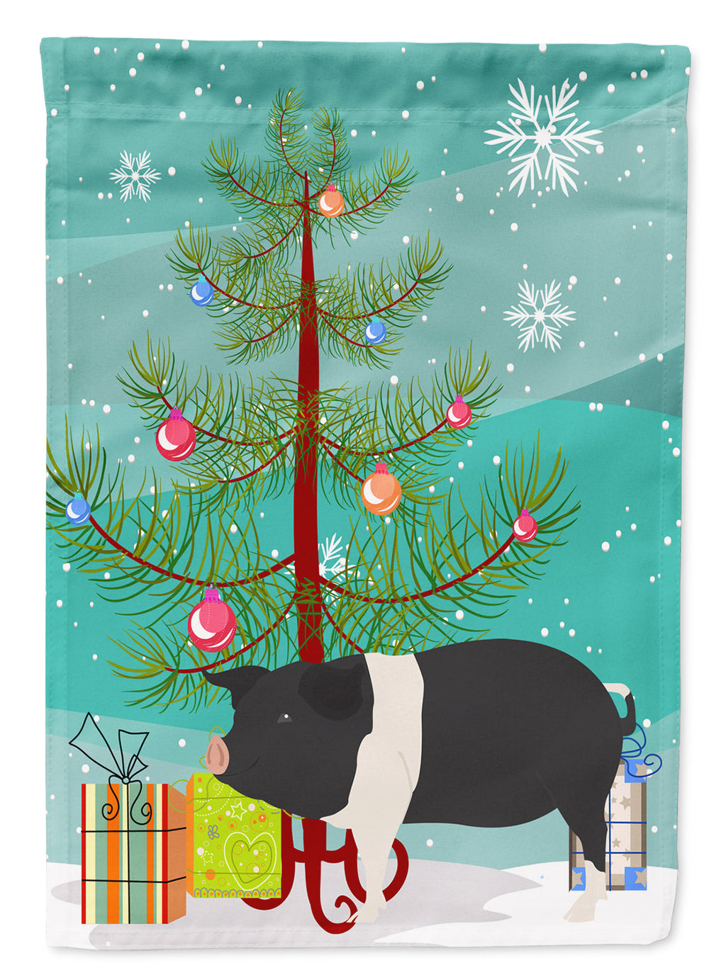 Hampshire Pig Christmas Garden Flag Mailbox Decorative Yard Banner Outside Patio Artwork for Flower Beds, Garden Size, Multicolor