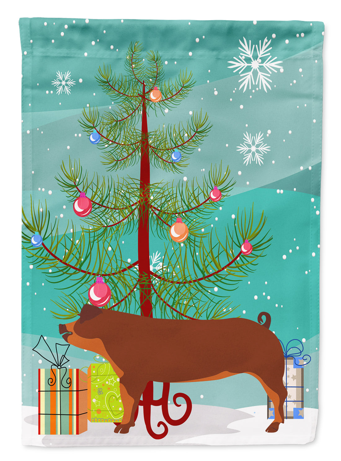 Duroc Pig Christmas Garden Flag Mailbox Decorative Yard Banner Outside Patio Artwork for Flower Beds, Garden Size, Multicolor
