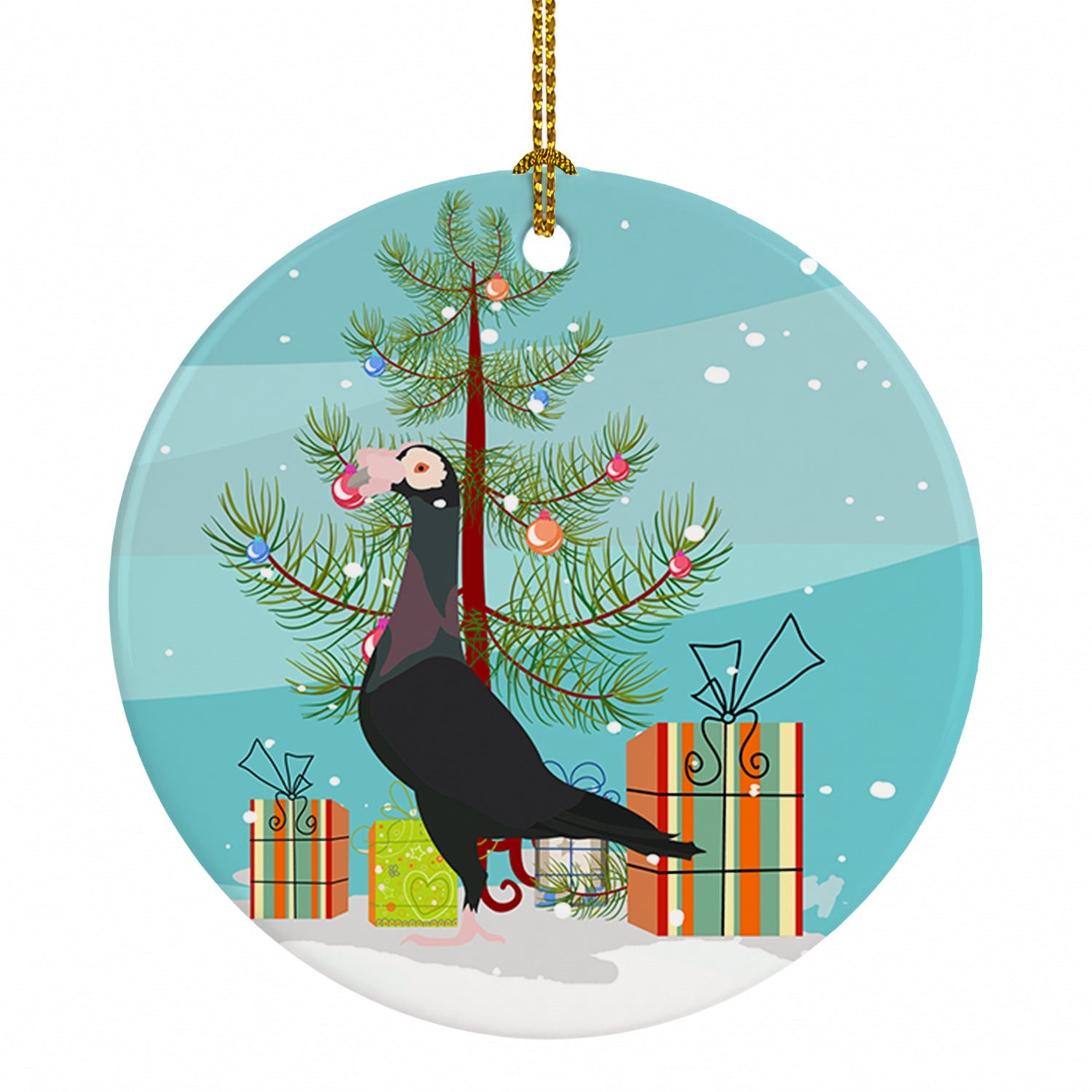 English Carrier Pigeon Christmas Ceramic Ornament Christmas Tree Hanging Decorations for Home Christmas Holiday, Party, Gift, 3 in, Multicolor
