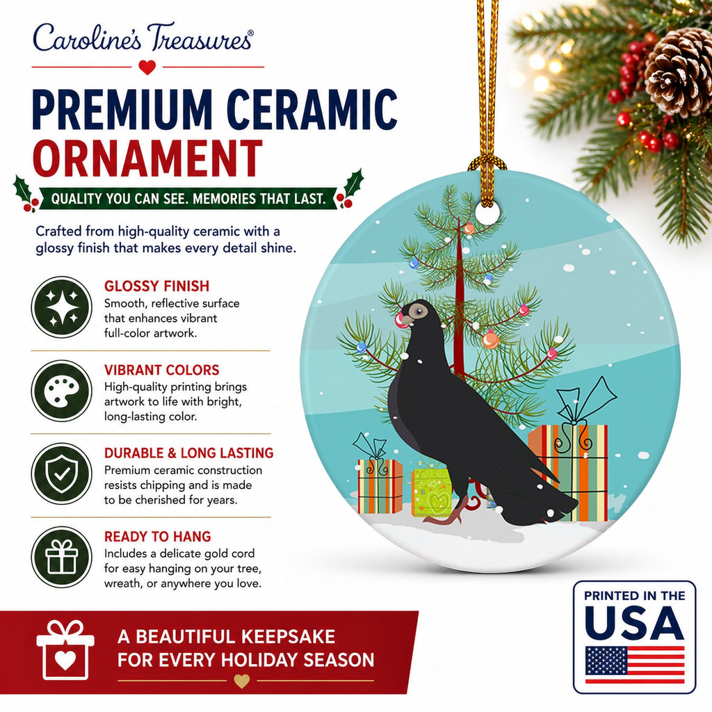 Budapest Highflyer Pigeon Christmas Ceramic Ornament Christmas Tree Hanging Decorations for Home Christmas Holiday, Party, Gift, 3 in, Multicolor