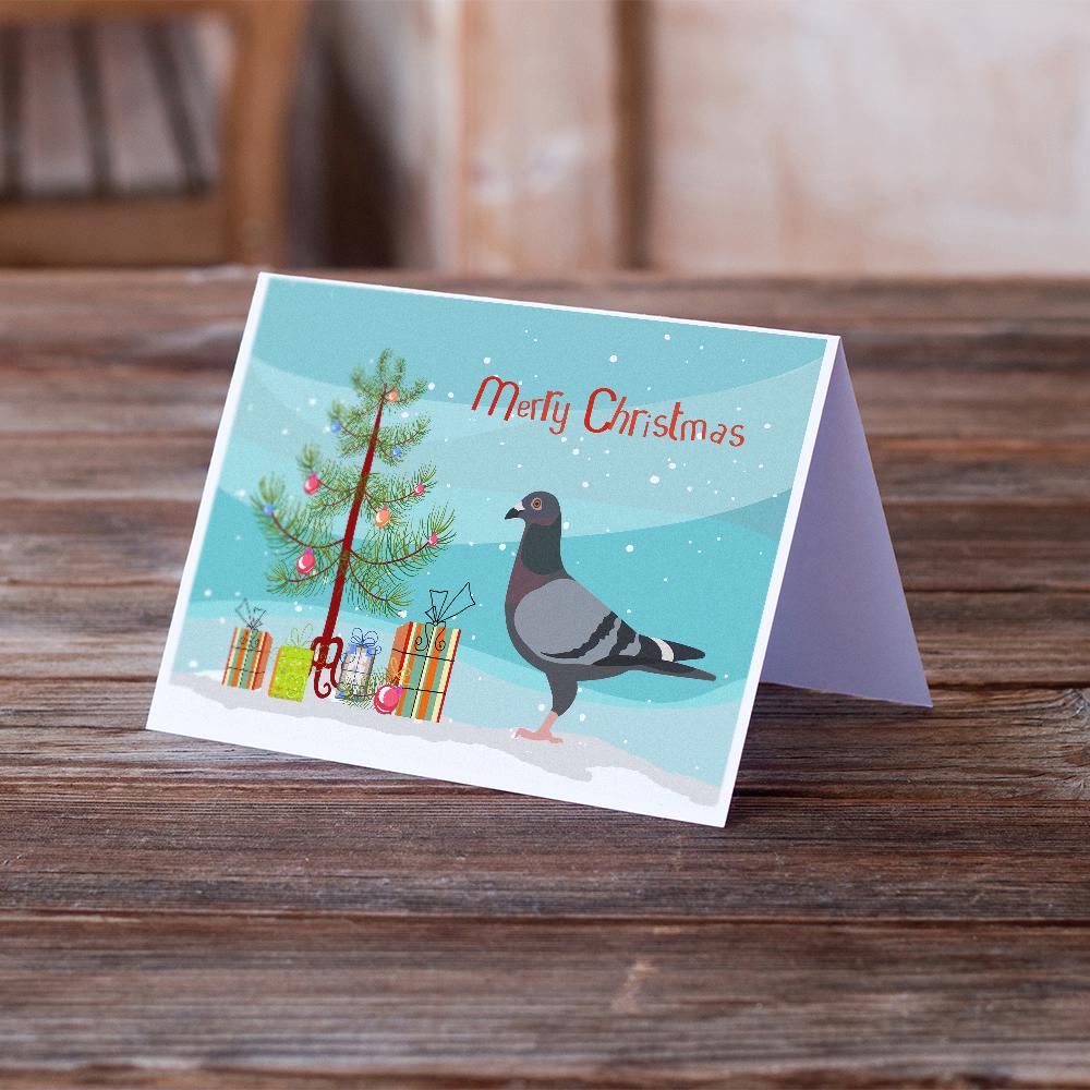 Racing Pigeon Christmas Greeting Cards Pack of 8 Blank Cards with Envelopes Whimsical A7 Size 5x7