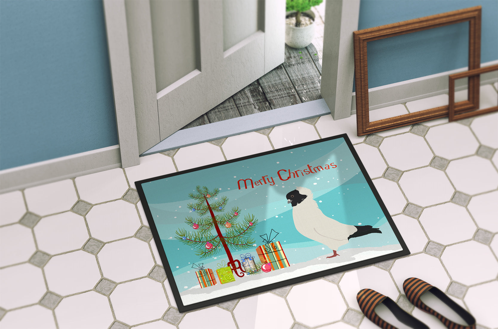 Nun Pigeon Christmas Doormat Indoor Outdoor 24H X 36W Front Door Mat Rugs for Entryway, Non Slip Washable Low Pile,