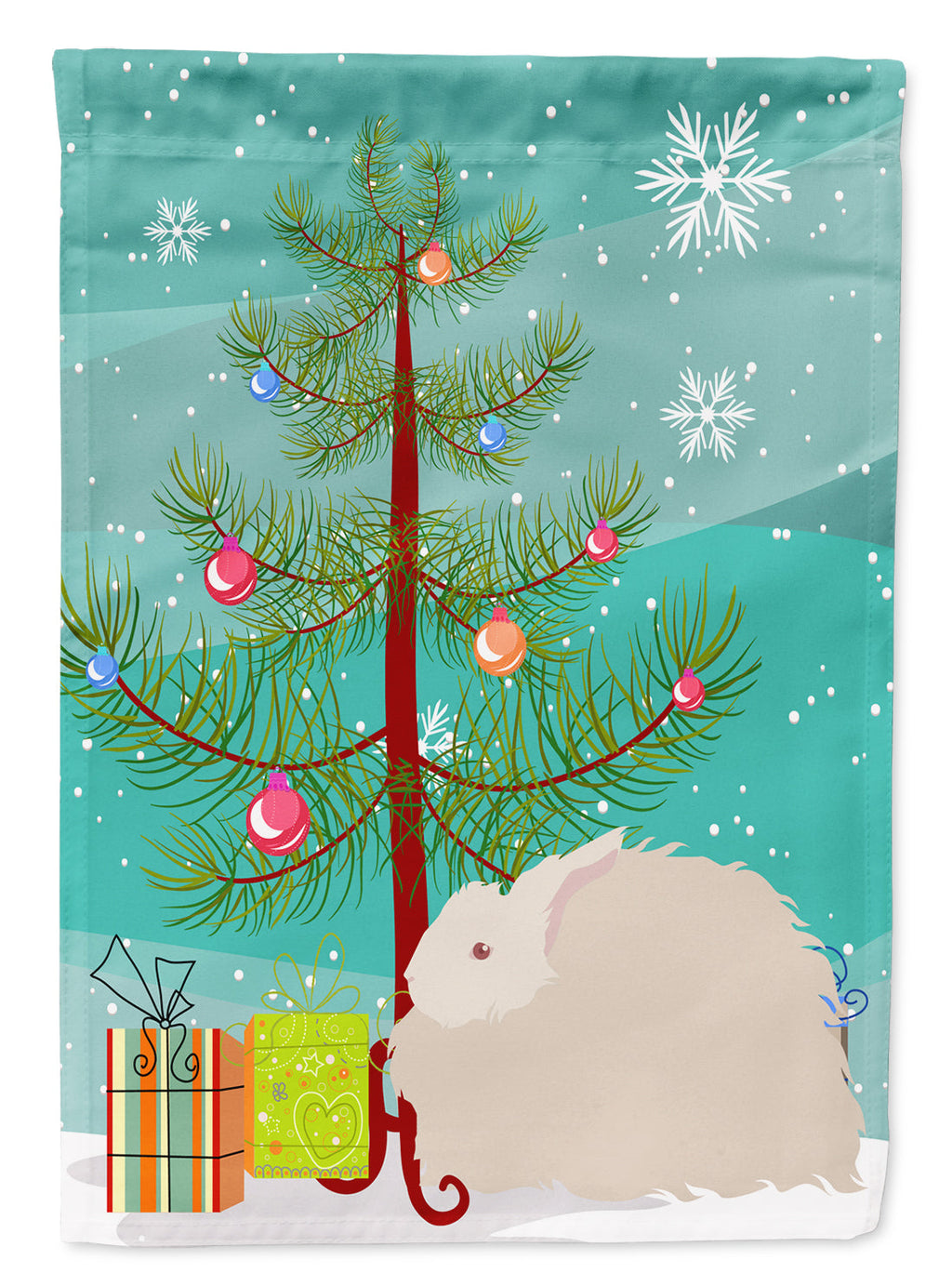 Fluffy Angora Rabbit Christmas Garden Flag Mailbox Decorative Yard Banner Outside Patio Artwork for Flower Beds, Garden Size, Multicolor