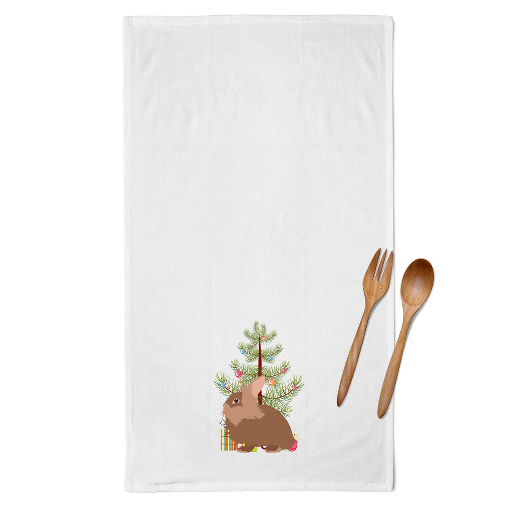 Lionhead Rabbit Christmas Kitchen Towel Set of 2 White Dish Towels Decorative Bathroom Hand towel for Hand, Face, Hair, Yoga, Tea, Dishcloth, 19 X 28", White