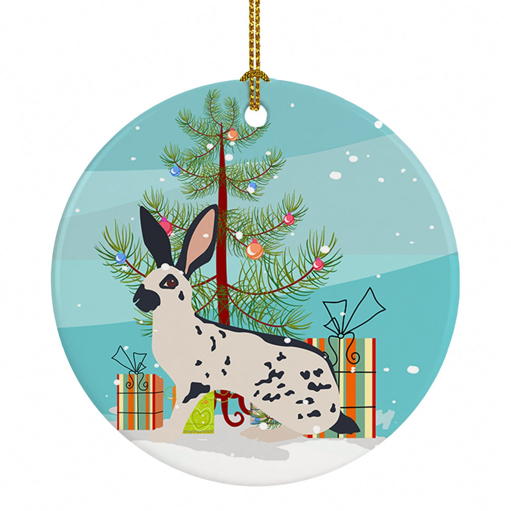 English Spot Rabbit Christmas Ceramic Ornament Christmas Tree Hanging Decorations for Home Christmas Holiday, Party, Gift, 3 in, Multicolor